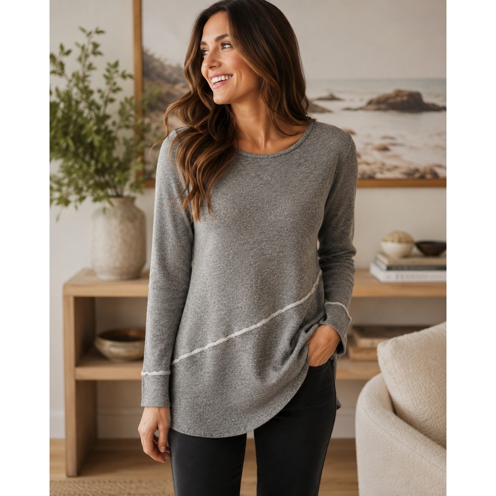 Soft‎ Surroundings Tunic Women Small Gray Heathered Boho Loungewear